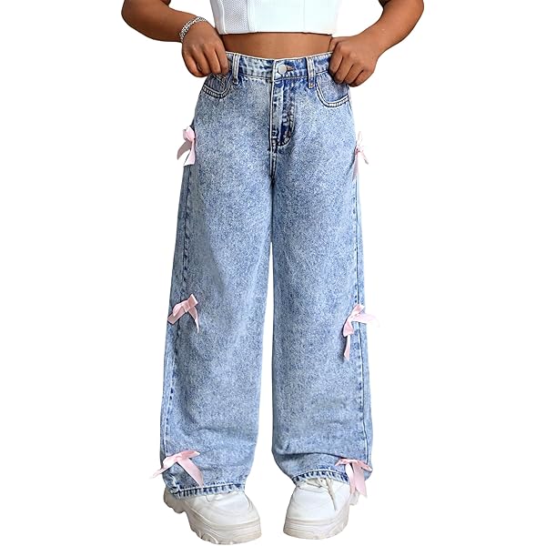 Amazon.com: Girls Vintage Jeans Wide Leg Baggy Denim Pants
